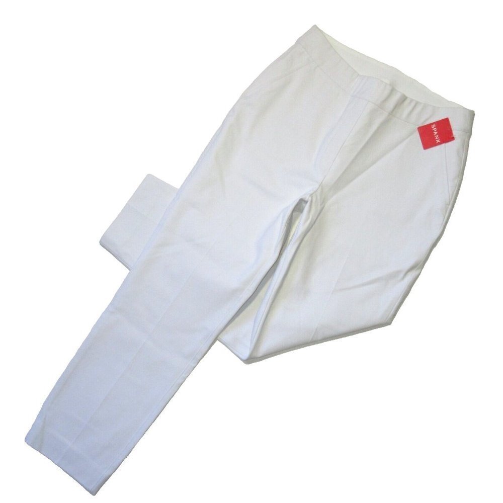 NWT SPANX 20372R Polished On-the-Go Ankle Slim Straight Pant in White M